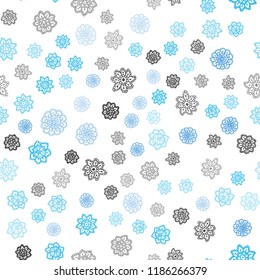 Light BLUE vector seamless template with ice snowflakes. Snow on blurred abstract background with gradient. Pattern for trendy fabric, wallpapers.