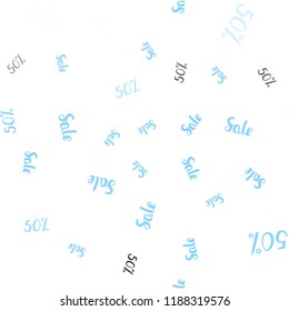 Light BLUE vector seamless template with 50% selling. Illustration with signs of sales on abstract template. Template for season sales, shopping ads.