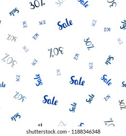 Light BLUE vector seamless template with 30% selling. Colorful set of  percentage signs in simple style. Backdrop for ads, leaflets of Black Friday.