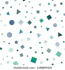 Light BLUE vector seamless template with crystals, circles, squares. Illustration with colorful circles, triangles, rectangles. Design for textile, fabric, wallpapers.