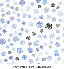 Light BLUE vector seamless template with ice snowflakes. Shining colored illustration with snow in christmas style. Trendy design for wallpaper, fabric makers.