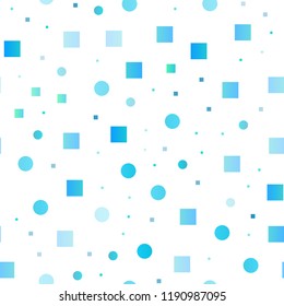 Light BLUE vector seamless template with spots, rectangles. Glitter abstract illustration with cubes, circles. Pattern for design of fabric, wallpapers.