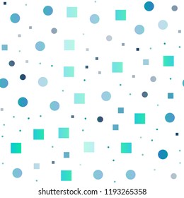 Light BLUE vector seamless template with spots, rectangles. Illustration with set of shining colorful abstract circles, cubes. Template for business cards, websites.