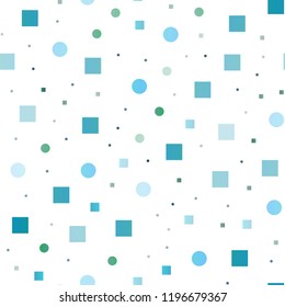 Light BLUE vector seamless template with spots, rectangles. Illustration with set of shining colorful abstract circles, cubes. Design for textile, fabric, wallpapers.