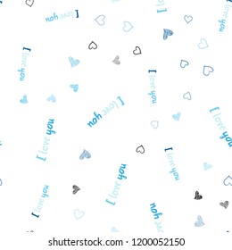 Light BLUE vector seamless template with doodle hearts. Illustration with hearts in love concept for valentine's day. Pattern for carnival, festival romantic leaflets.