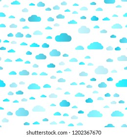 Light BLUE vector seamless template with sky, clouds. Colorful illustration consisted of abstract clouds. Pattern for design of window blinds, curtains.
