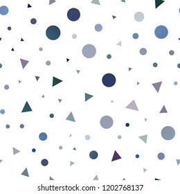 Light BLUE vector seamless template with crystals, circles. Beautiful illustration with circles, triangles in nature style. Template for business cards, websites.