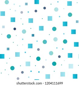 Light BLUE vector seamless template with spots, rectangles. Decorative design in abstract style with circles, rectangles. Pattern for design of fabric, wallpapers.