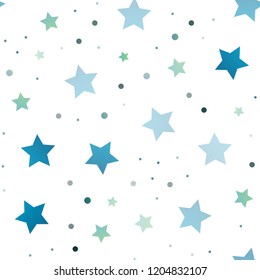 Light BLUE vector seamless template with sky stars. Decorative shining illustration with stars on abstract template. The pattern can be used for websites.