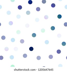 Light BLUE vector seamless template with circles. Glitter abstract illustration with blurred drops of rain. Completely new template for your brand book.