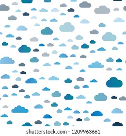 Light BLUE vector seamless template with sky, clouds. Colorful illustration with abstract clouds. Design for textile, fabric, wallpapers.