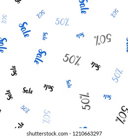 Light BLUE vector seamless template with 50% selling. Colorful set of  percentage signs in simple style. Backdrop for super sales on Black Friday.