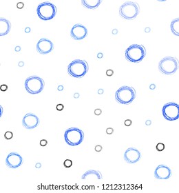 Light BLUE vector seamless template with circles. Abstract illustration with colored bubbles in nature style. Pattern can be used for futuristic ad, booklets.