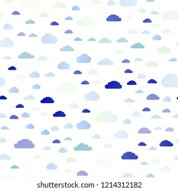 Light BLUE vector seamless template with sky, clouds. Colorful illustration with abstract clouds. Pattern for design of window blinds, curtains.