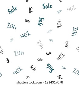 Light BLUE vector seamless template with 40% selling. Illustration with signs of sales on abstract template. Backdrop for ads, leaflets of Black Friday.