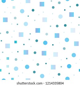 Light BLUE vector seamless template with spots, rectangles. Abstract backdrop with colorful circles, rectangles. Pattern for design of fabric, wallpapers.