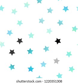 Light BLUE vector seamless template with sky stars. Shining colored illustration with stars. Best design for your ad, poster, banner.