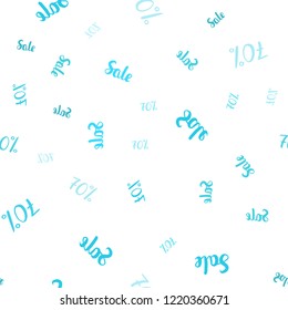 Light BLUE vector seamless template with 70% selling. Illustration with signs of sales on abstract template. Backdrop for ads, leaflets of Black Friday.