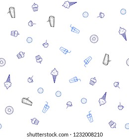Light BLUE vector seamless template with organic meal. Beautiful colored illustration with food in doodle style. Pattern for ads of breakfast, lunch, dinner.