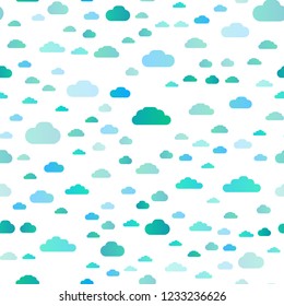 Light BLUE vector seamless template with sky, clouds. Illustration in abstract style with colorful clouds. Trendy design for wallpaper, fabric makers.