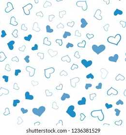 Light BLUE vector seamless template with doodle hearts. Illustration with hearts in love concept for valentine's day. Design for ad, poster, banner of Valentine Day.