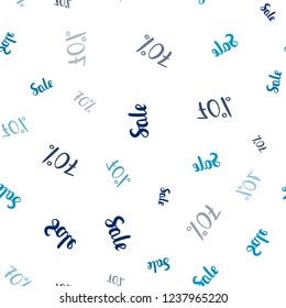Light BLUE vector seamless template with 70% selling. Colorful set of  percentage signs in simple style. Pattern for ads, posters, banners of sales.