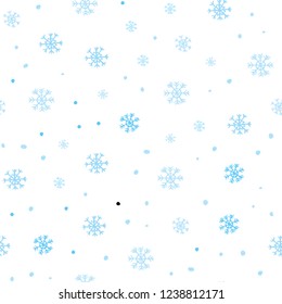 Light BLUE vector seamless template with ice snowflakes. Modern geometrical abstract illustration with snowflakes. Design for textile, fabric, wallpapers.