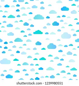 Light BLUE vector seamless template with sky, clouds. Colorful illustration with abstract clouds. Pattern for design of window blinds, curtains.