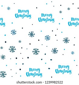 Light BLUE vector seamless template with ice snowflakes. Colorful snowflakes with gradient on abstract background. Template for business cards, websites.