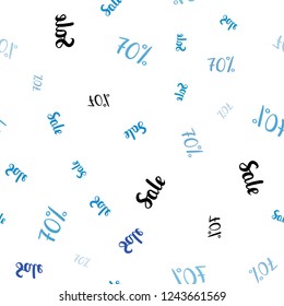 Light BLUE vector seamless template with 70% selling. Illustration with signs of sales on abstract template. Template for season sales, shopping ads.