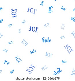Light BLUE vector seamless template with 70% selling. Shining colorful illustration with isolated selling prices. Design for business ads, commercials.