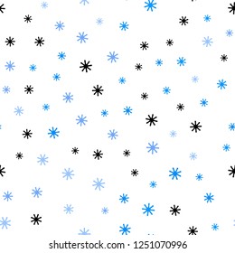 Light BLUE vector seamless template with ice snowflakes. Colorful snowflakes with gradient on abstract background. Design for textile, fabric, wallpapers.