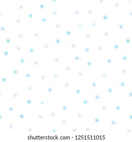 Light BLUE vector seamless template with ice snowflakes. Modern geometrical abstract illustration with snowflakes. Pattern for trendy fabric, wallpapers.