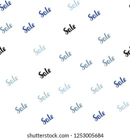 Light BLUE vector seamless template with selling words. Colorful set of  percentage signs in simple style. Pattern for ads, posters, banners of sales.