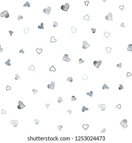 Light BLUE vector seamless template with doodle hearts. Glitter abstract illustration with colorful hearts in romantic style. Pattern can be used for valentine's ad, booklets.