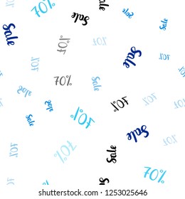 Light BLUE vector seamless template with 70% selling. Abstract illustration with colorful gradient symbols of sales. Backdrop for ads, leaflets of Black Friday.