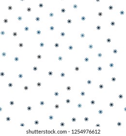 Light BLUE vector seamless template with ice snowflakes. Colorful snowflakes with gradient on abstract background. Texture for window blinds, curtains.