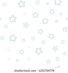 Light BLUE vector seamless template with sky stars. Glitter abstract illustration with colored stars. Texture for window blinds, curtains.
