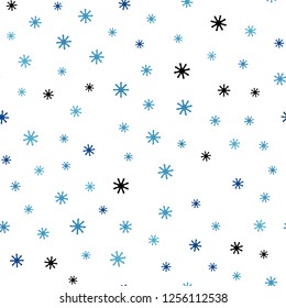 Light BLUE vector seamless template with ice snowflakes. Modern geometrical abstract illustration with snowflakes. Template for business cards, websites.