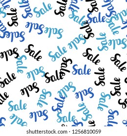 Light BLUE vector seamless template with 70, 90% selling. Colored words of sales with gradient on white background. Backdrop for super sales on Black Friday.