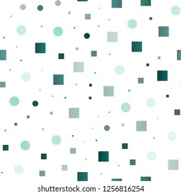 Light BLUE vector seamless template with spots, rectangles. Colorful gradient with circles, rectangles on abstract backdrop. Pattern for design of fabric, wallpapers.