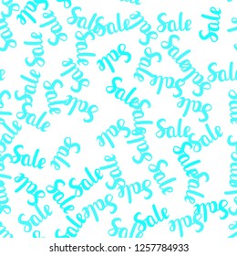 Light BLUE vector seamless template with 70, 90% selling. Shining colorful illustration with isolated selling prices. Backdrop for mega promotions, discounts.