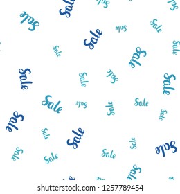Light BLUE vector seamless template with selling words. Abstract illustration with colorful gradient symbols of sales. Backdrop for super sales on Black Friday.