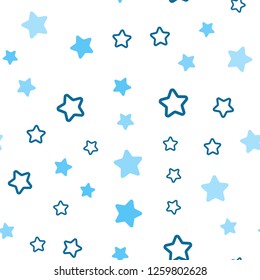 Light BLUE vector seamless template with sky stars. Blurred decorative design in simple style with stars. Pattern for design of fabric, wallpapers.