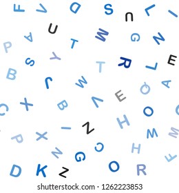 Light BLUE vector seamless template with isolated letters. Modern geometrical illustration with ABC english symbols. Design for wallpaper, fabric makers.