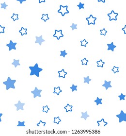 Light BLUE vector seamless template with sky stars. Stars on blurred abstract background with gradient. Template for business cards, websites.