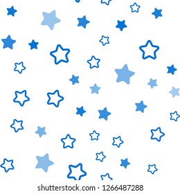 Light BLUE vector seamless template with sky stars. Modern geometrical abstract illustration with stars. Template for business cards, websites.