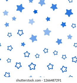 Light BLUE vector seamless template with sky stars. Stars on blurred abstract background with gradient. Design for textile, fabric, wallpapers.