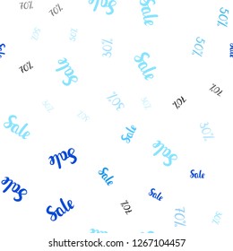 Light BLUE vector seamless template with 30, 50, 70% selling. Shining colorful illustration with isolated selling prices. Backdrop for super sales on Black Friday.