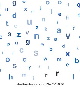 Light BLUE vector seamless template with isolated letters. Shining illustration with ABC symbols on abstract template. Texture for window blinds, curtains.
